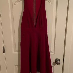 Halter Dress with pockets! Deep V, zip-back